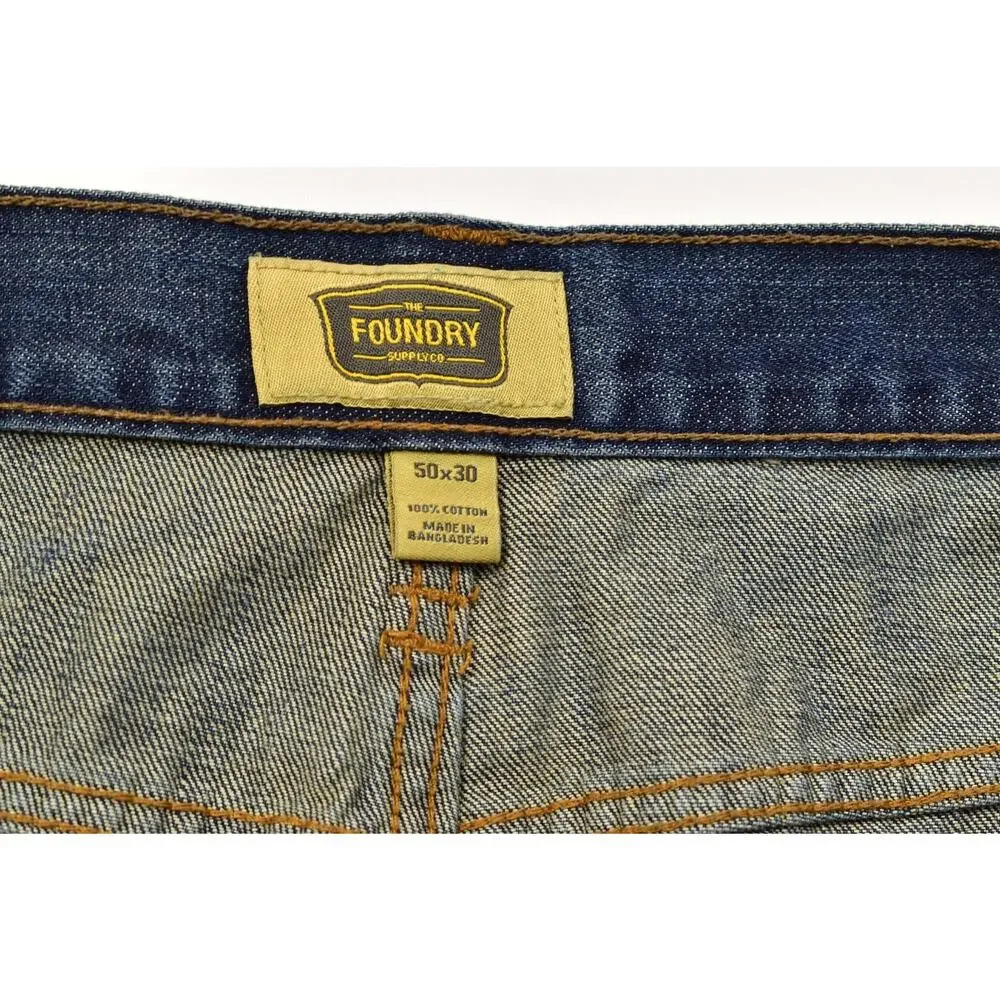 The Foundry Supply Co Men Jeans 50x30 Blue Regular Fit Straight Leg 100% Cotton